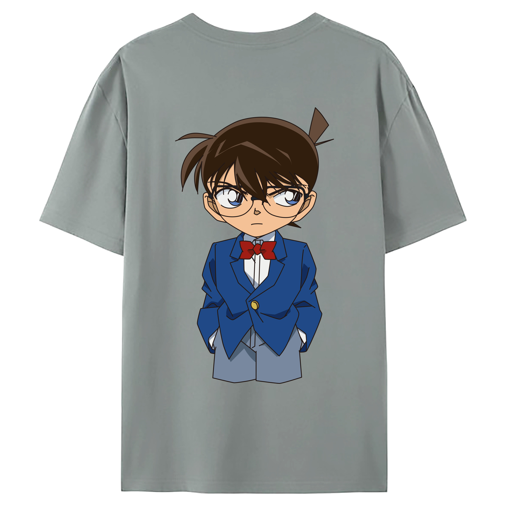 （画像用） 名探偵コナン 江戸川 コナン Detective Conan Conan Edogawa 綿100％ メンズ半袖Tシャツ（バックプリント） 通気性